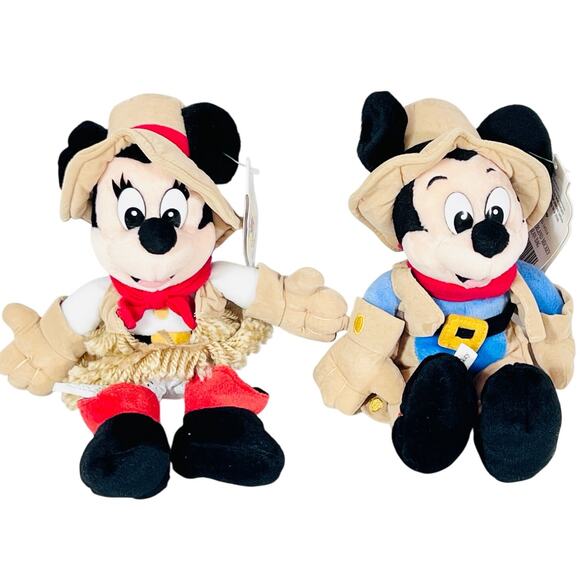 Vintage Mickey & Minnie Mouse Cowboy Beanie Plush Cowboy Cowgirl Chaps Boots Set - Picture 1 of 11